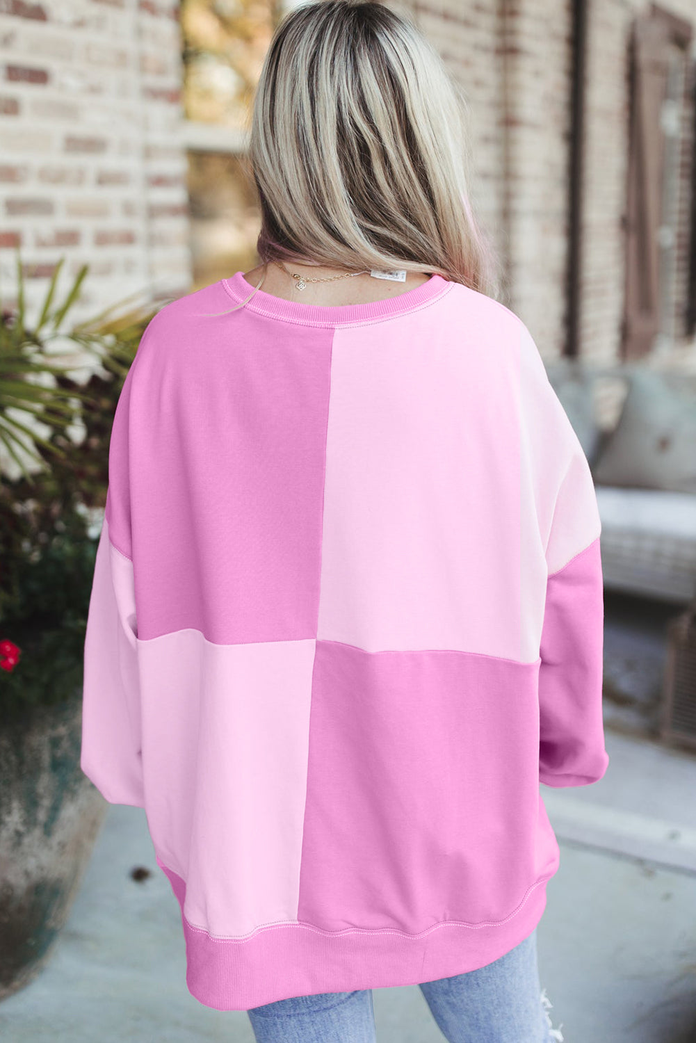 Contrast Half Button Long Sleeve Sweatshirt