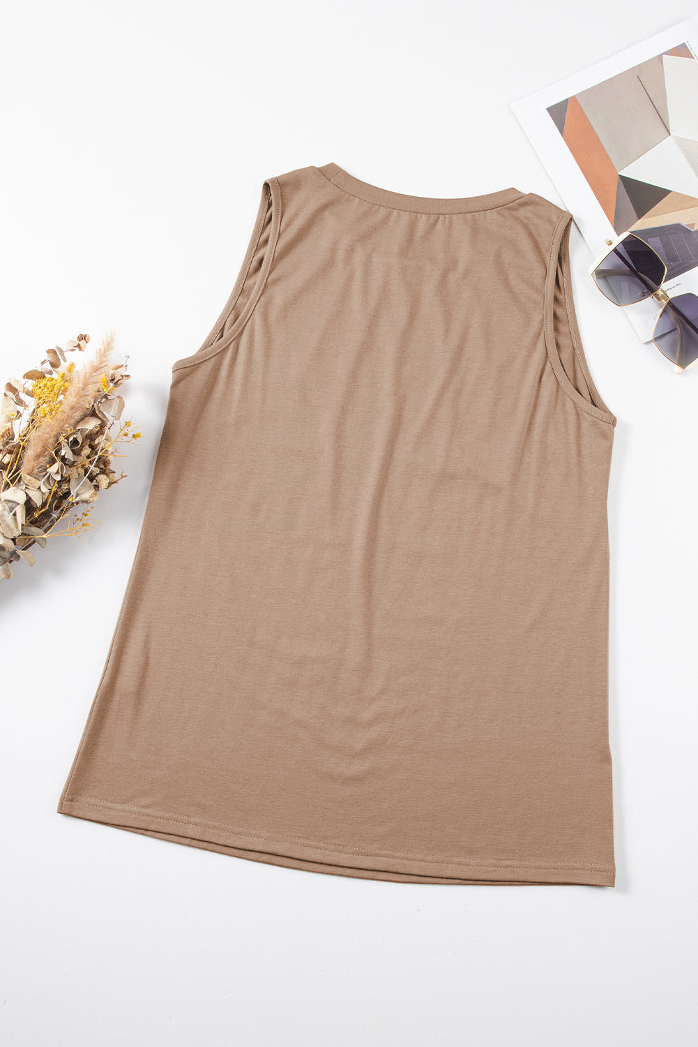 Pin-Tuck Round Neck Tank