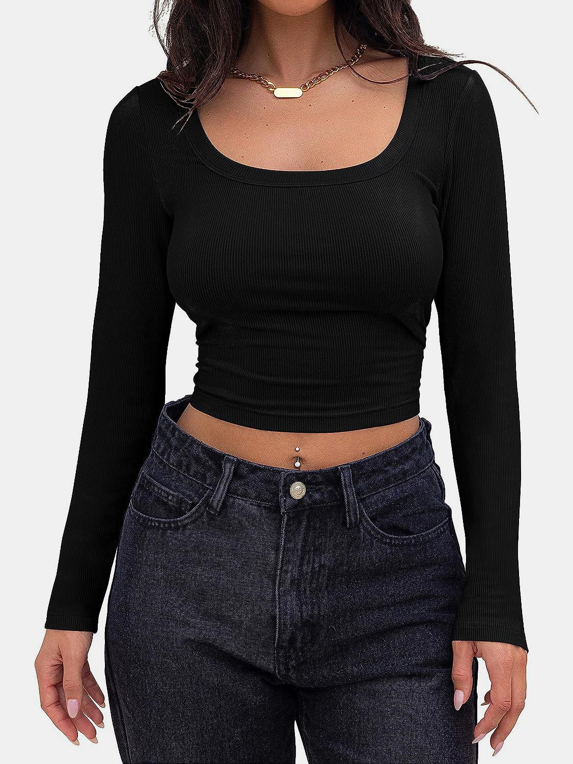 Scoop Neck Long Sleeve T-Shirt