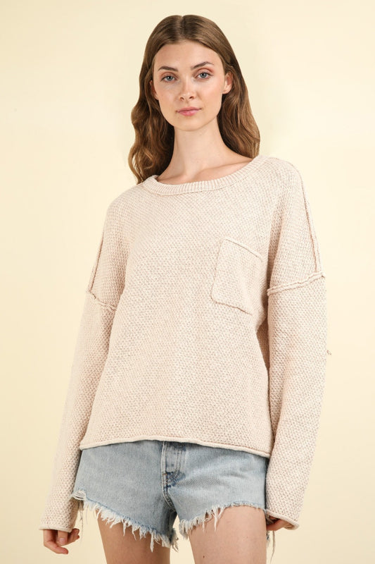 VERY J Mineral Washed Exposed Seam Sweater