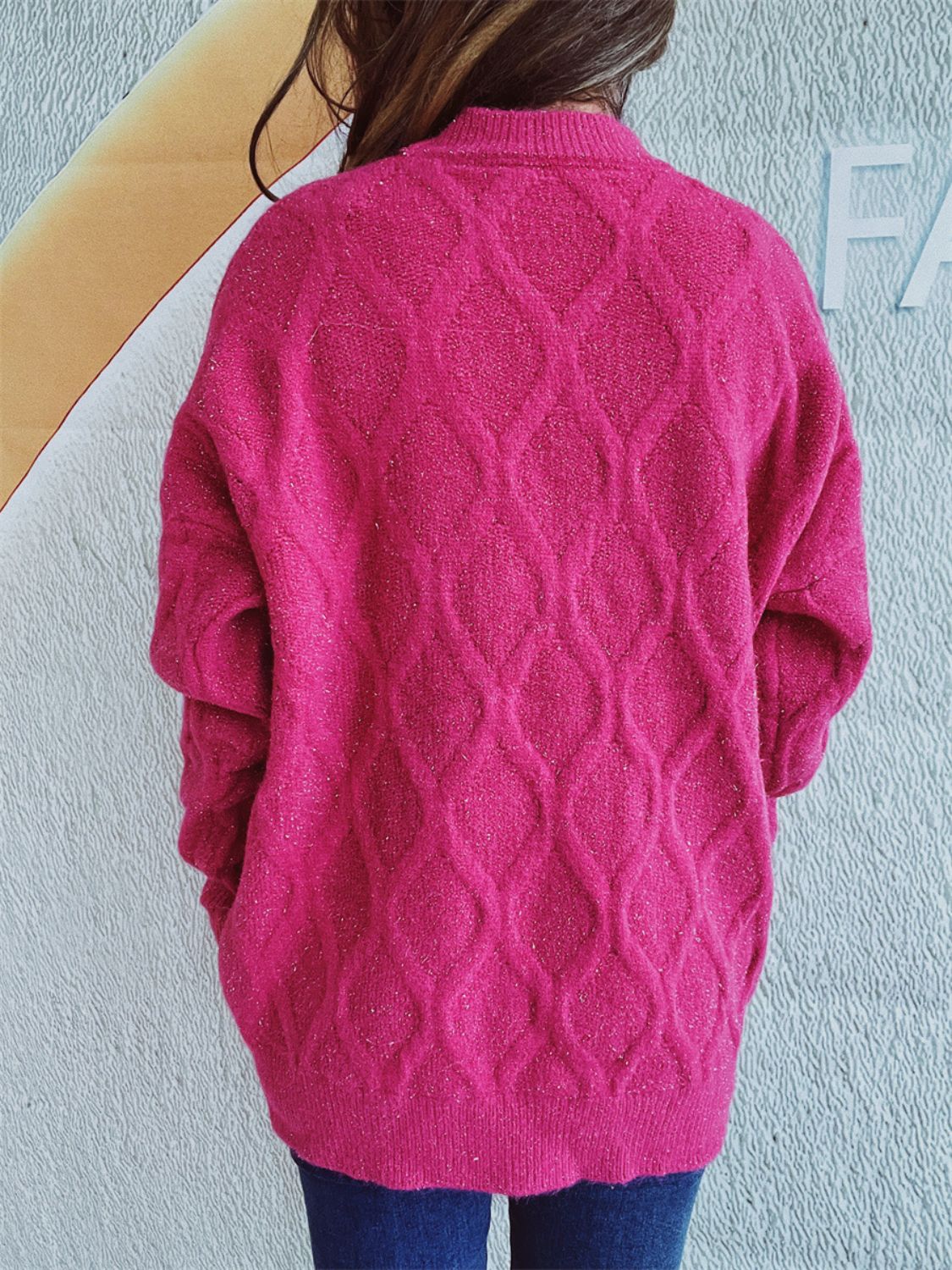 Diamond Round Neck Long Sleeve Sweater