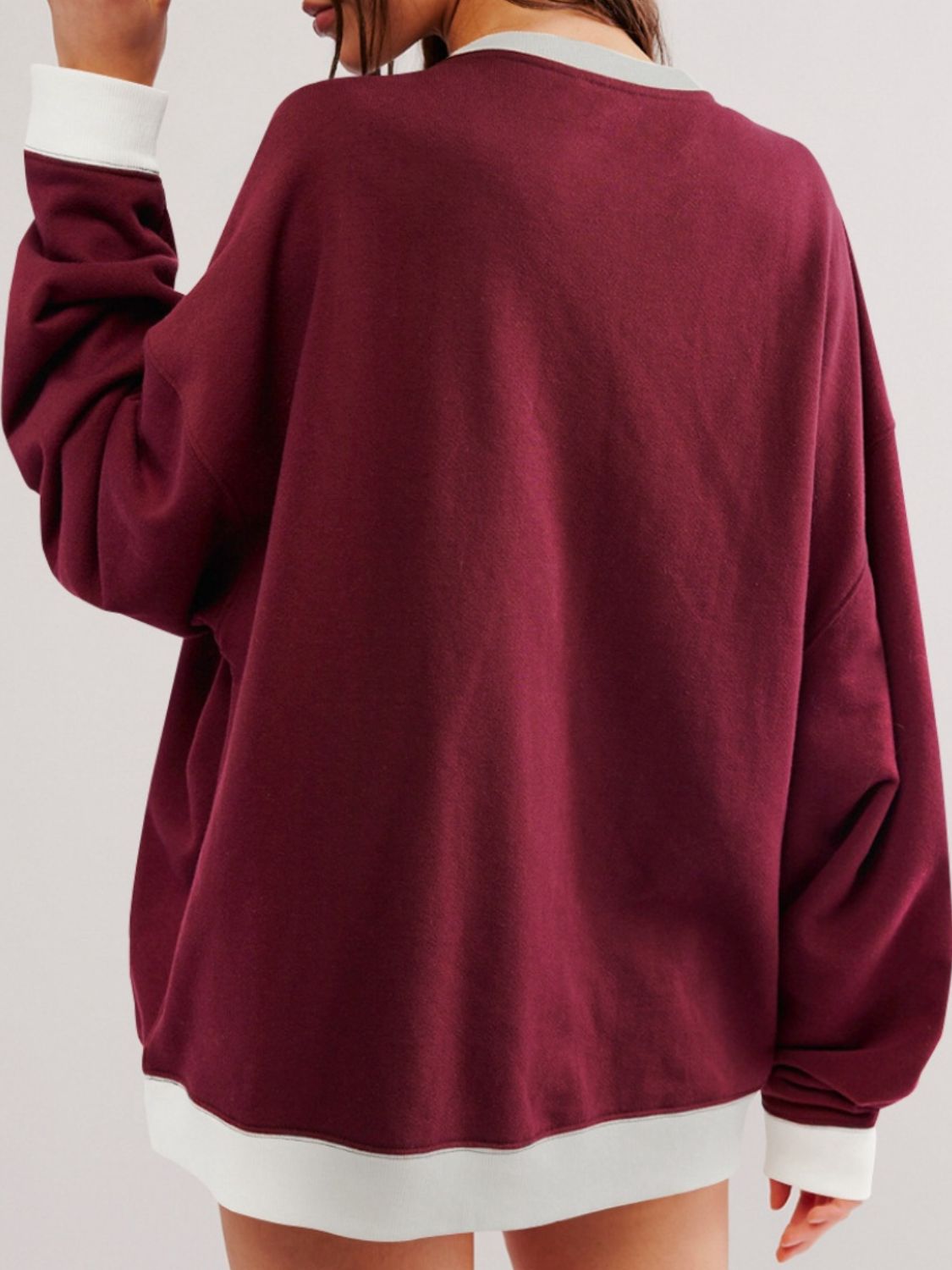 Contrast Dropped Shoulder Long Sleeve Sweatshirt