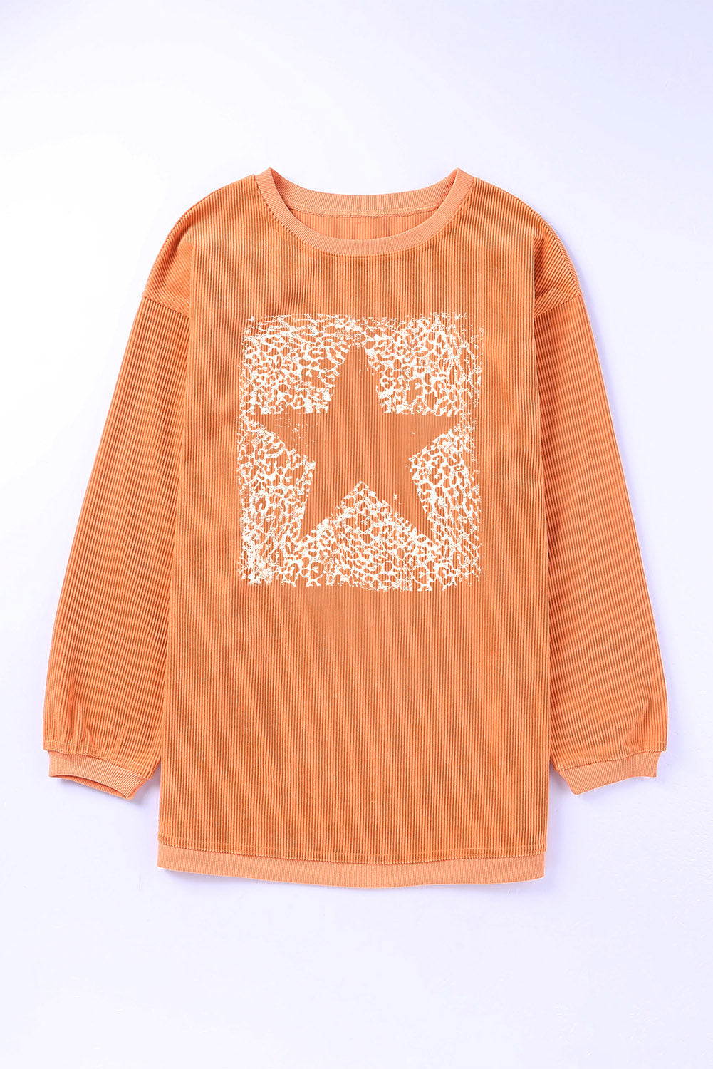 Star Round Neck Long Sleeve Oversize Sweatshirt