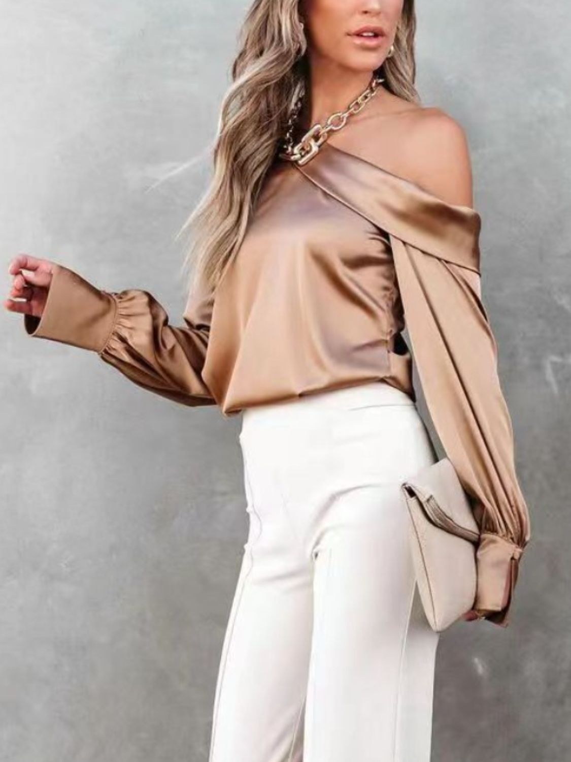 One Shoulder Long Sleeve Blouse