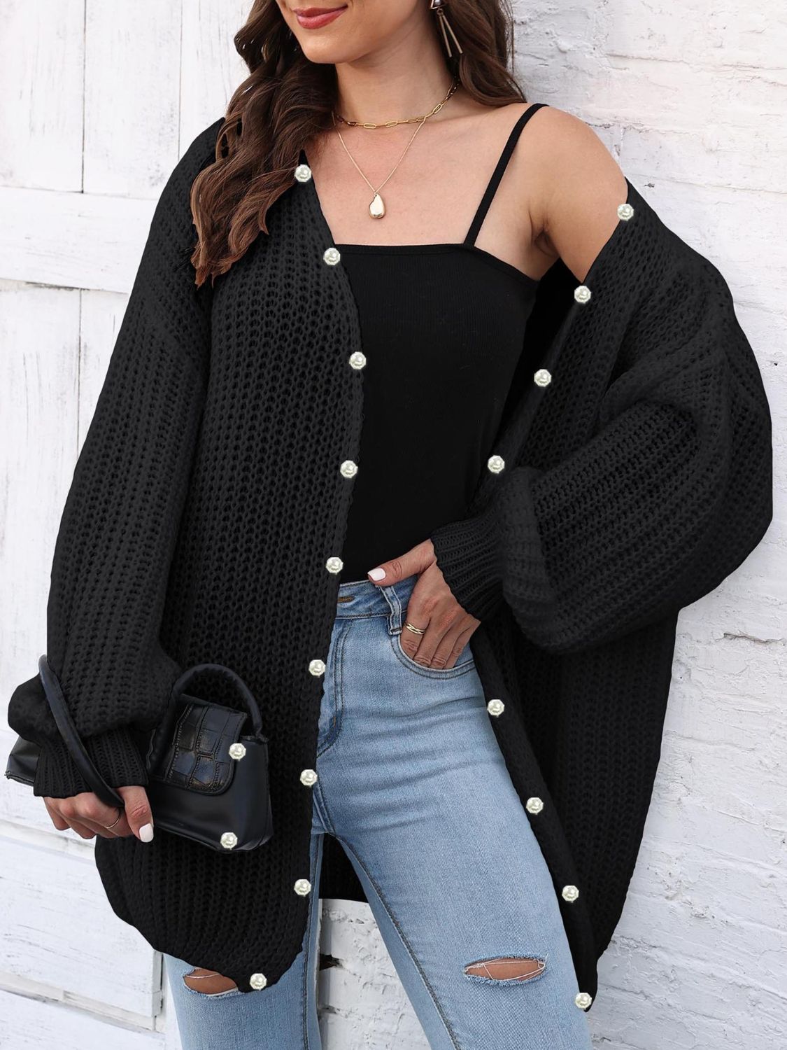 Open Front Long Sleeve Cardigan