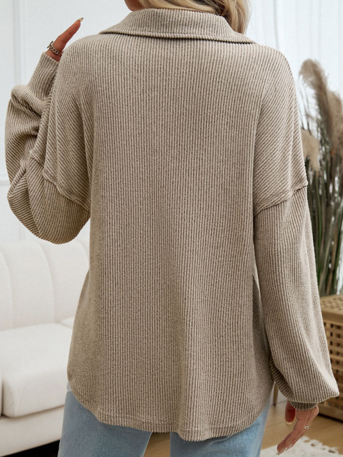 Half Button Long Sleeve Top