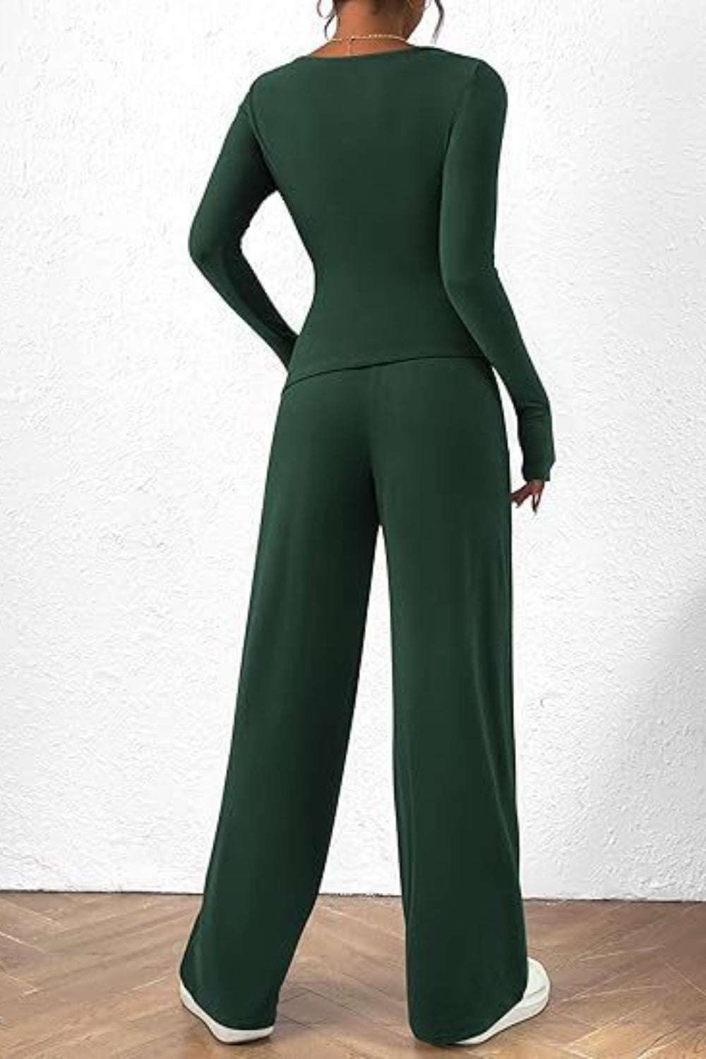 Round Neck Long Sleeve Top and Pants Set