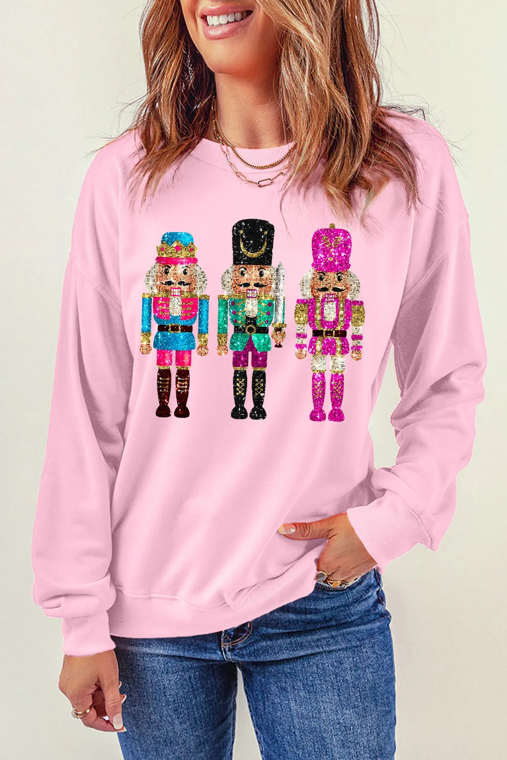 Nutcracker Round Neck Long Sleeve Sweatshirt