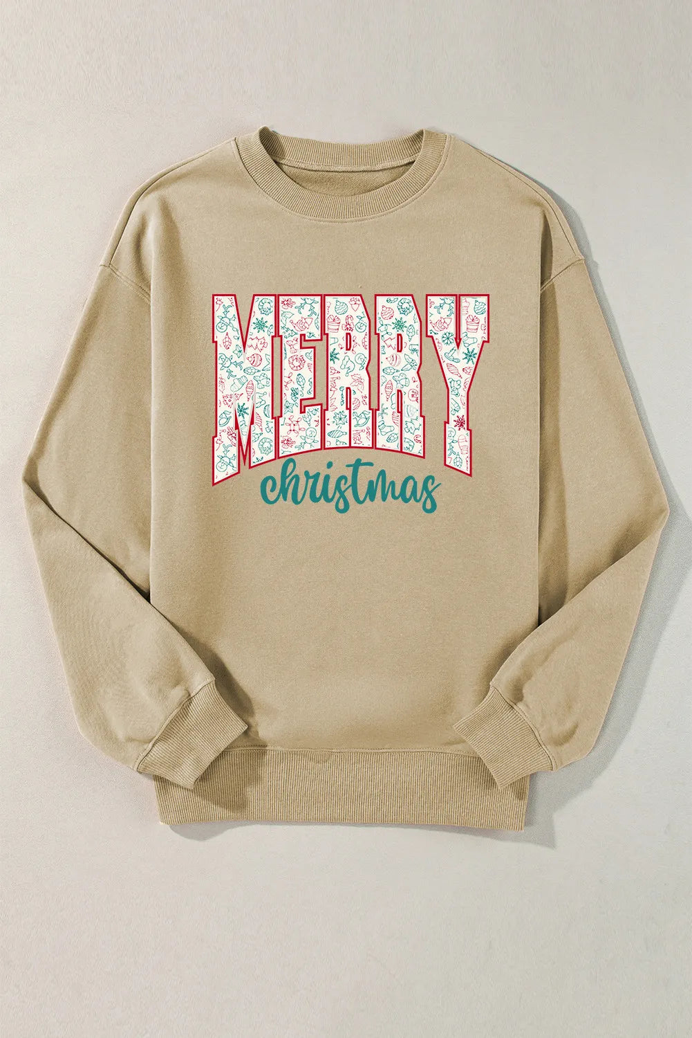 MERRY CHRISTMAS Round Neck Long Sleeve Sweatshirt