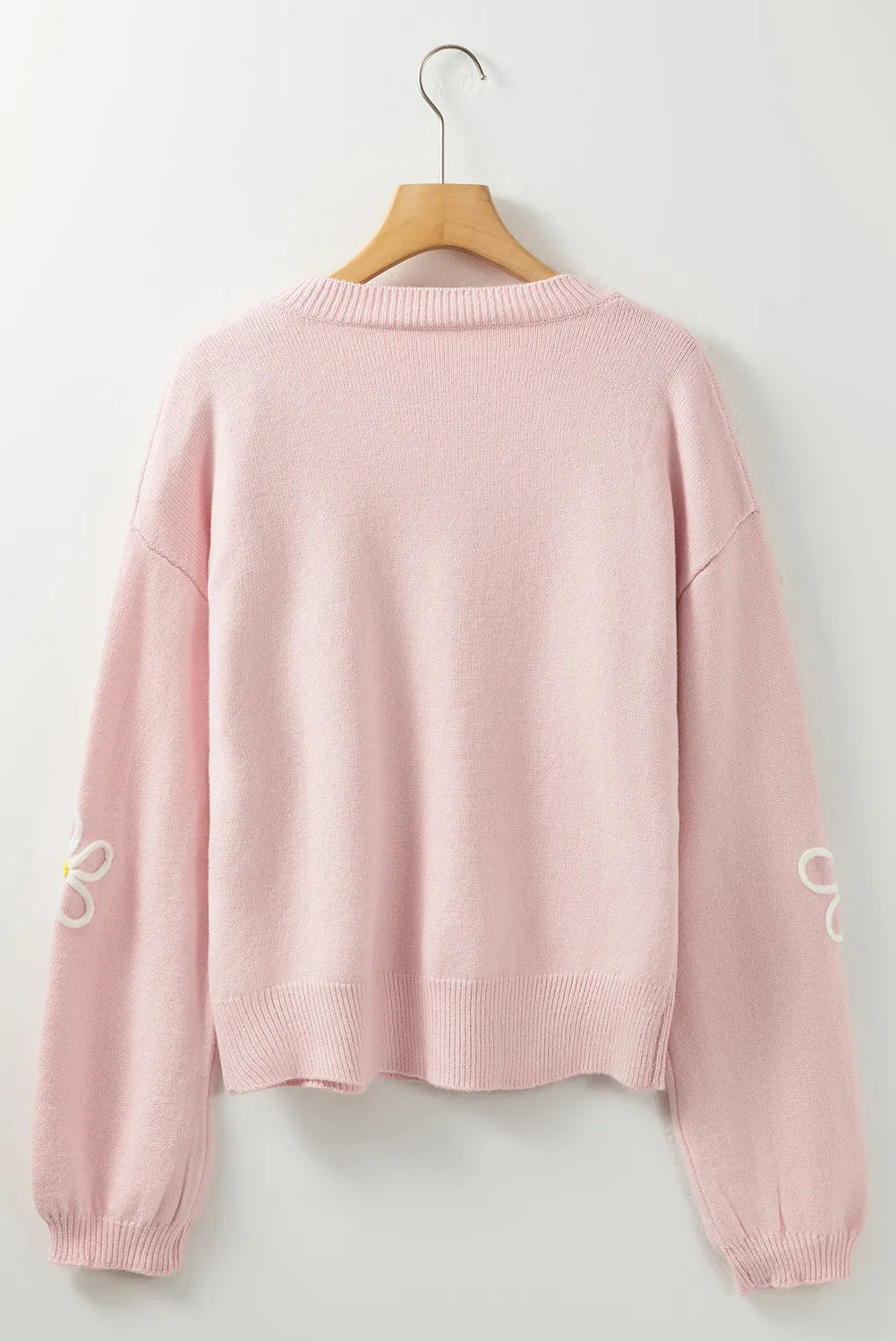 Flower Round Neck Dropped Shoulder Sweater