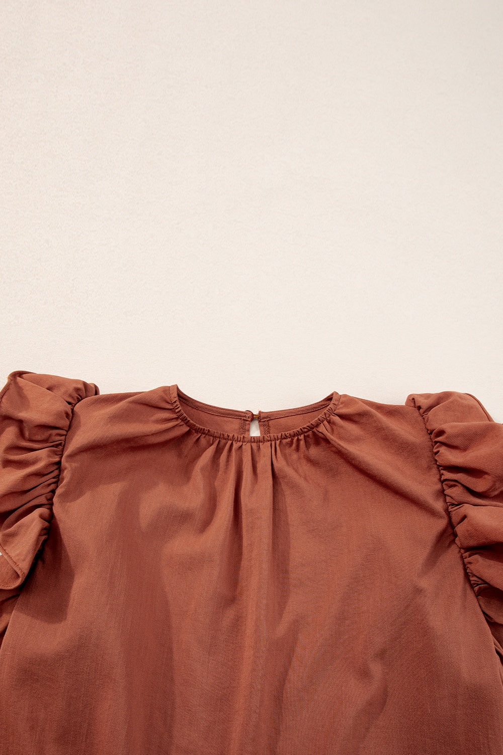 Ruffled Round Neck Cap Sleeve Blouse