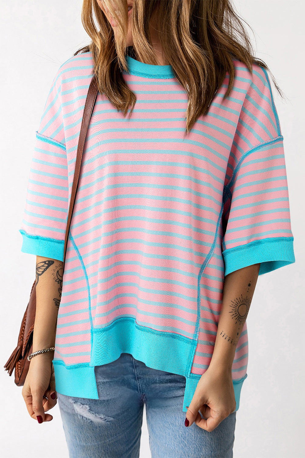 Striped Round Neck Half Sleeve T-Shirt