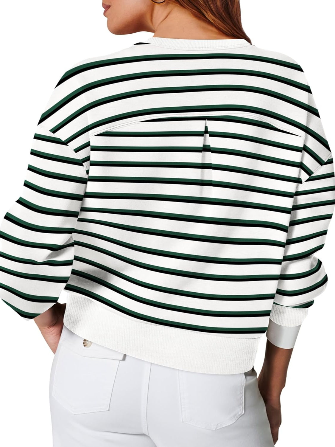 Lovelet Striped Round Neck Long Sleeve Sweatshirt