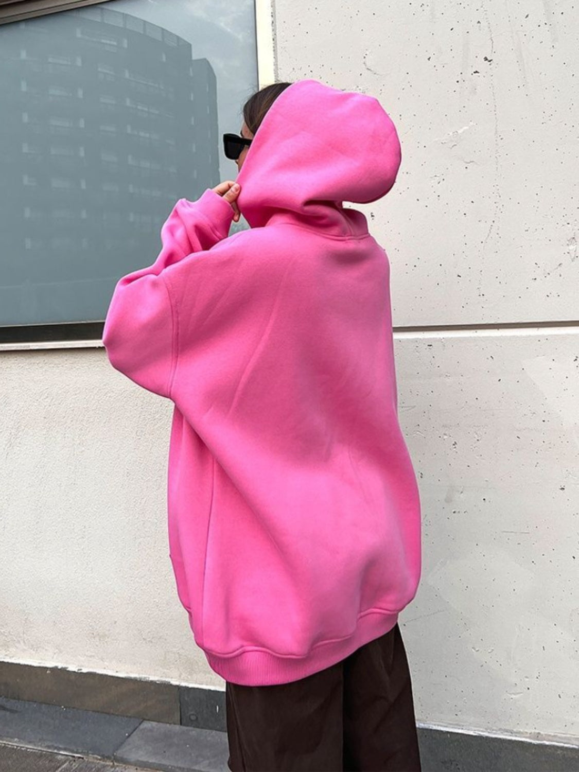 Pocketed Dropped Shoulder Long Sleeve Hoodie