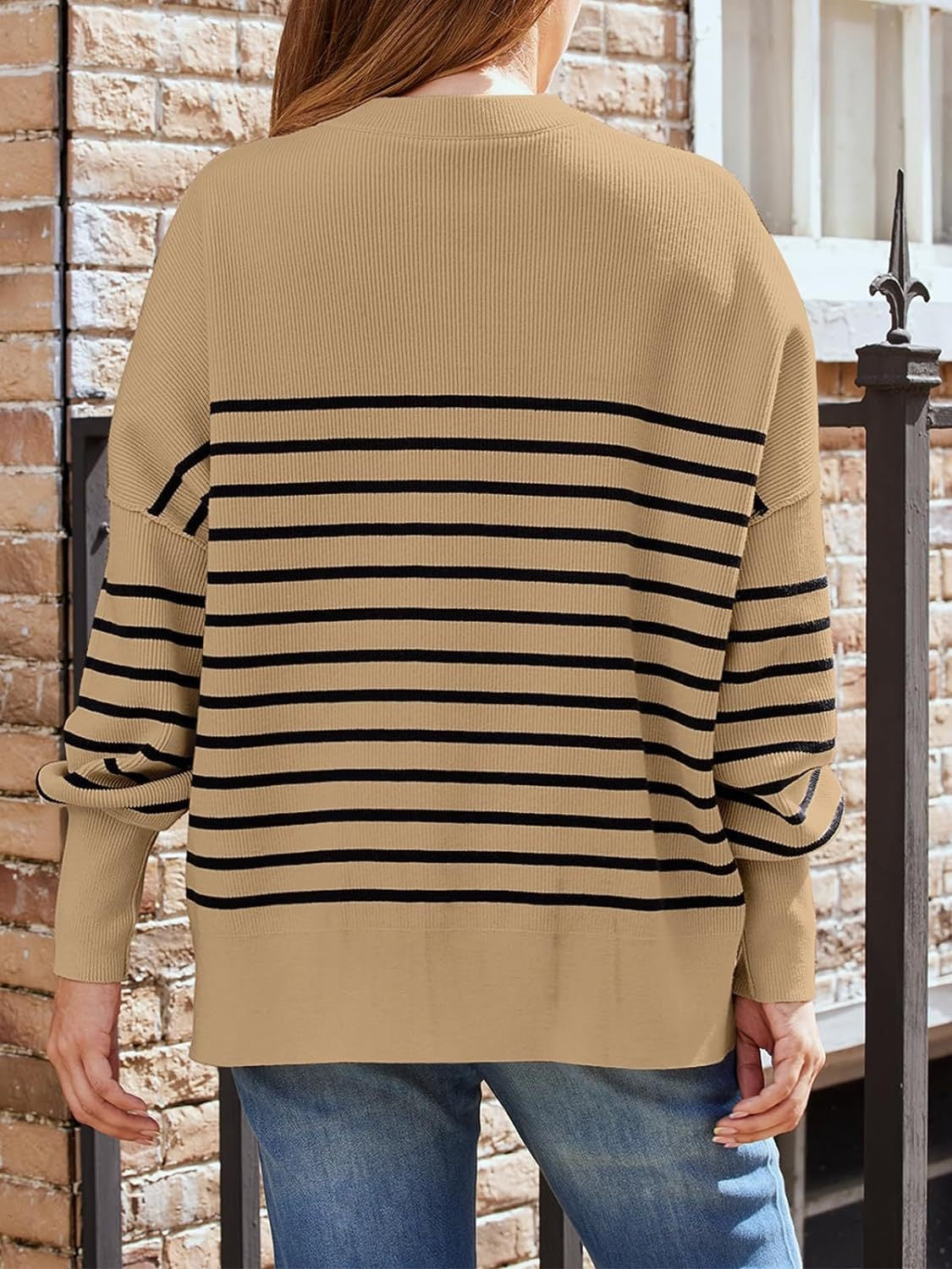 Striped Round Neck Long Sleeve Sweatshirt