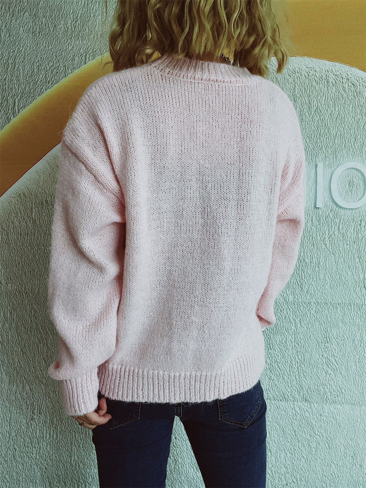 Bow Trim Round Neck Long Sleeve Sweater