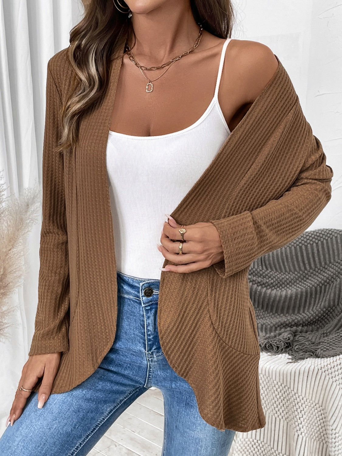 Open Front Long Sleeve Cardigan