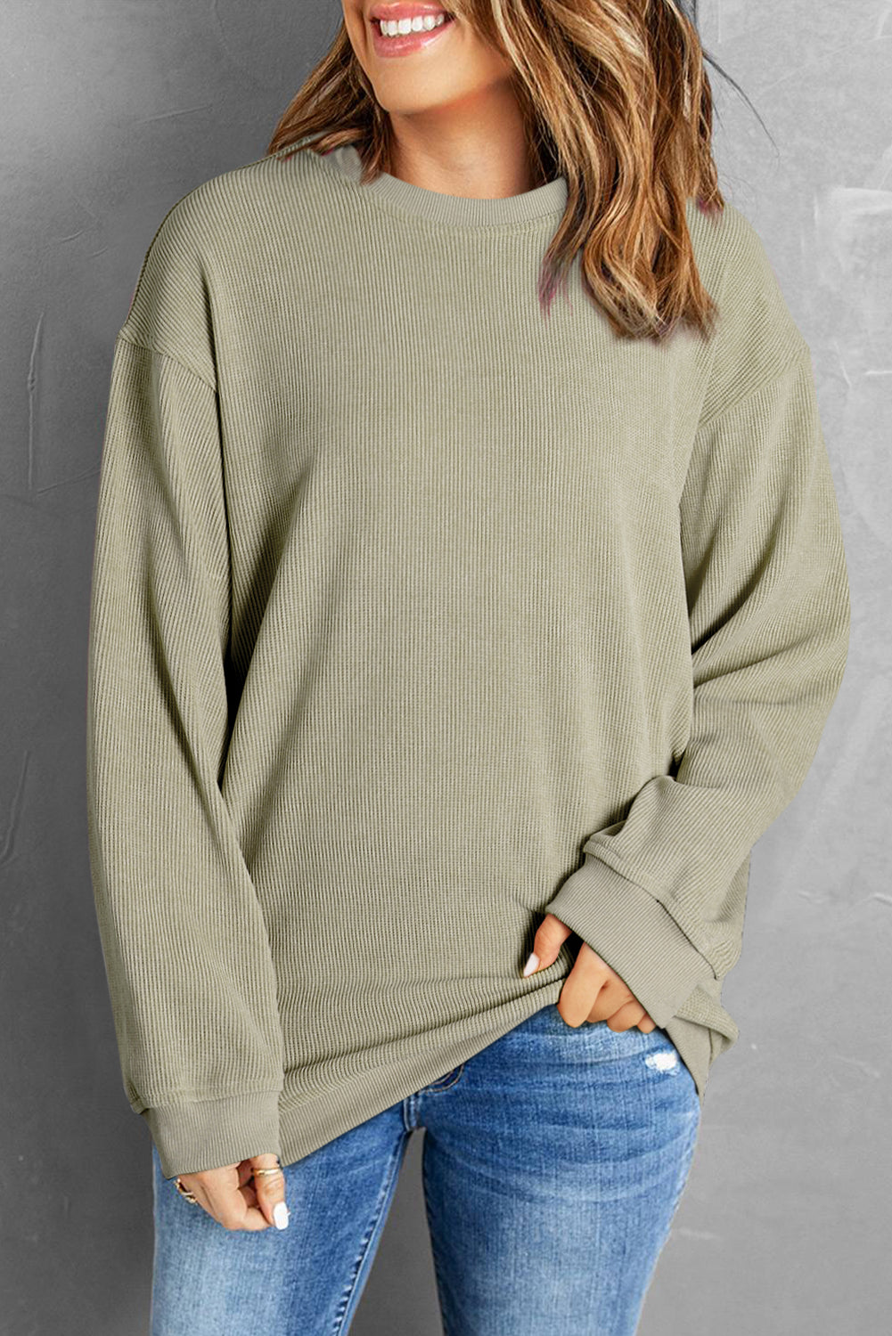 Round Neck Dropped Shoulder Sweatshirt