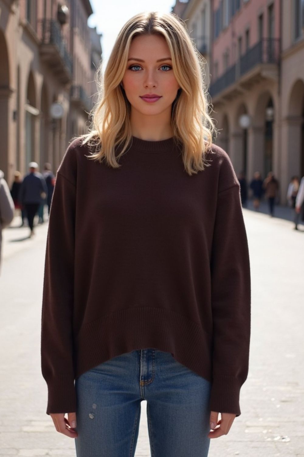 Basic Bae Round Neck Dropped Shoulder Sweater