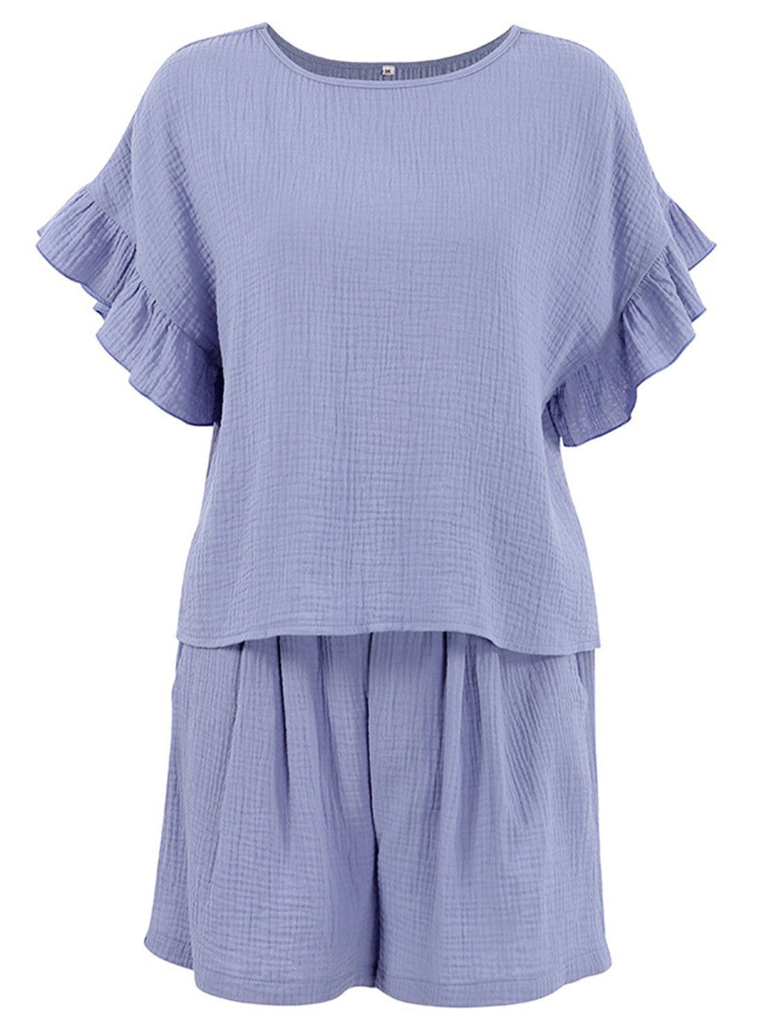 Ruffled Round Neck Top and Shorts Set