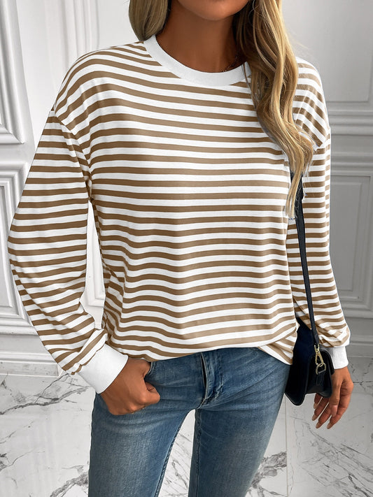 Ivy Lane Striped Round Neck Long Sleeve Sweatshirt