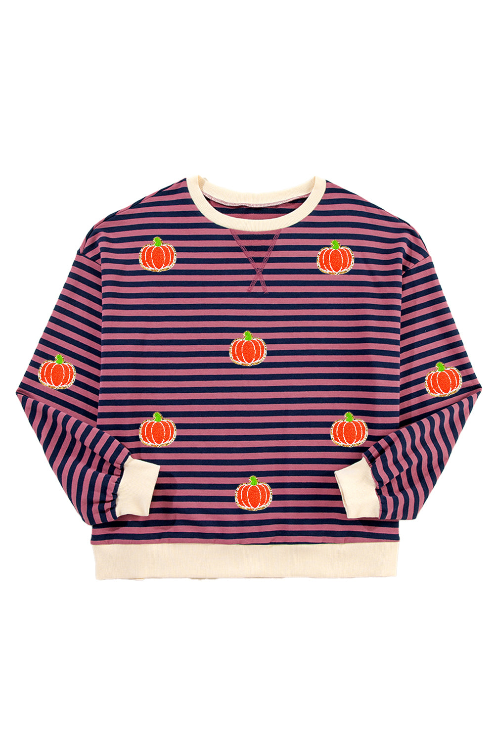 Pumpkin Striped Long Sleeve Sweatshirt