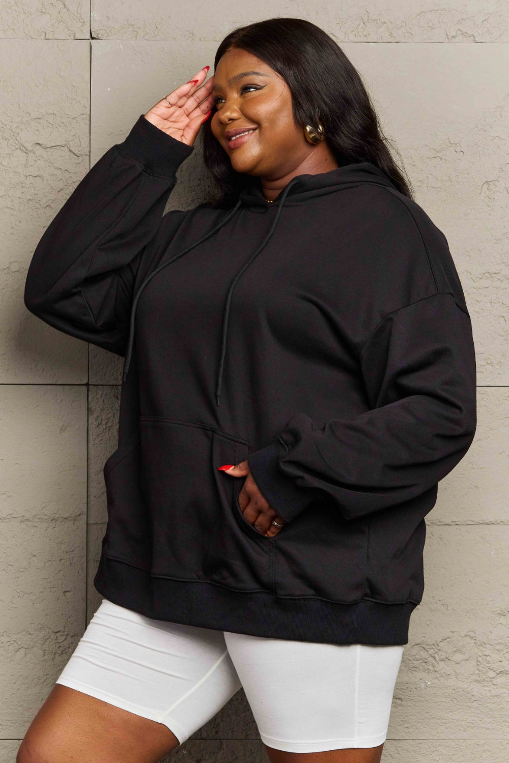 Full Size Drawstring Long Sleeve Hoodie