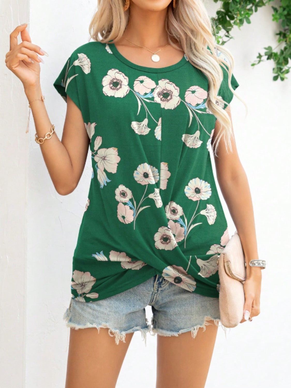 Printed Round Neck Short Sleeve T-Shirt