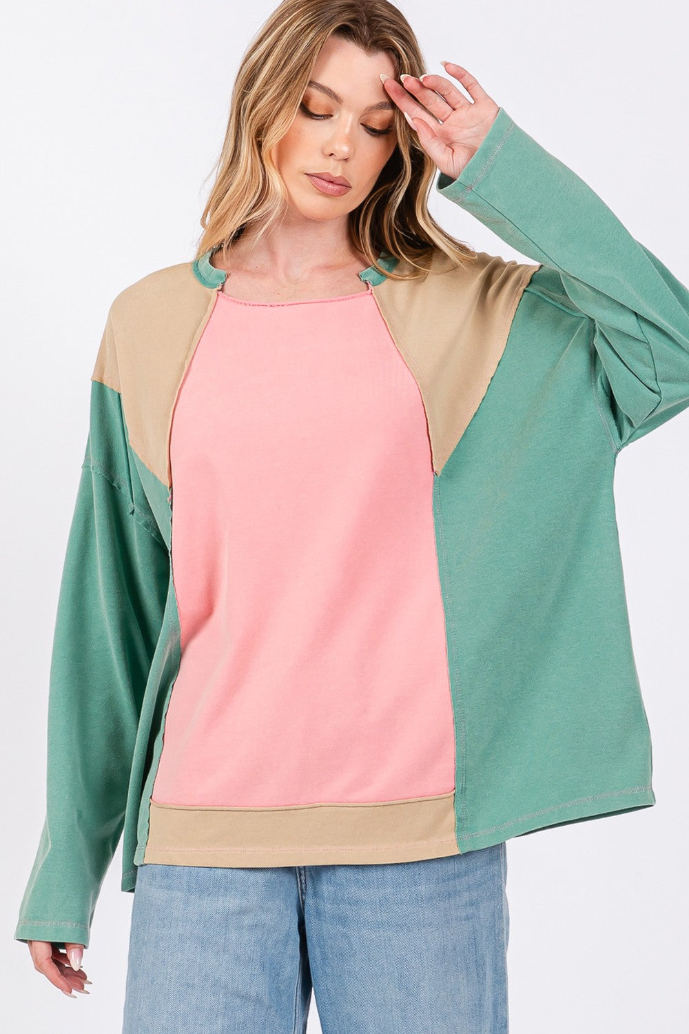 SAGE + FIG Mineral Wash Color Block Top