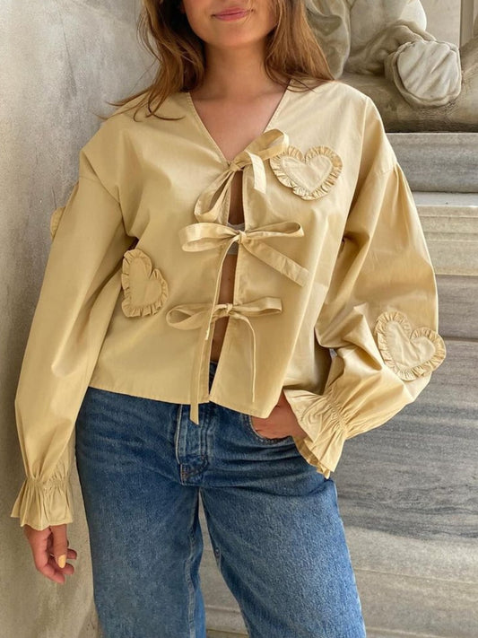 Tied Flounce Sleeve Blouse