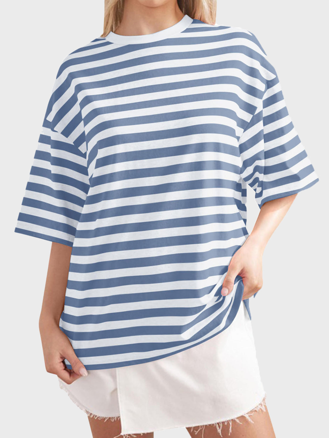 Striped Round Neck Half Sleeve T-Shirt