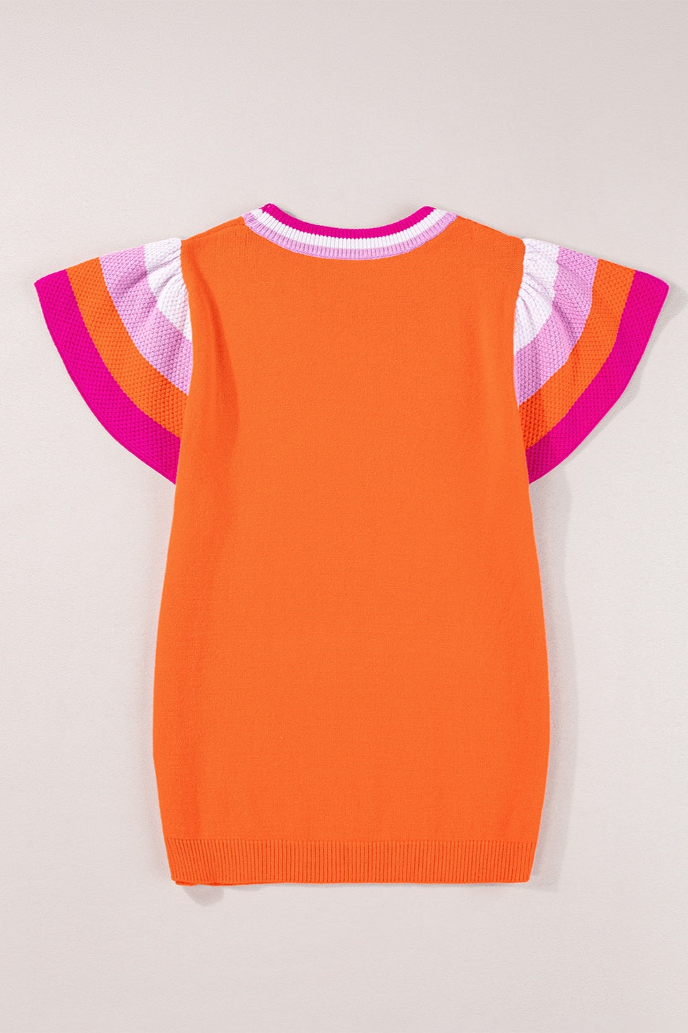 Color Block Round Neck Knit Top