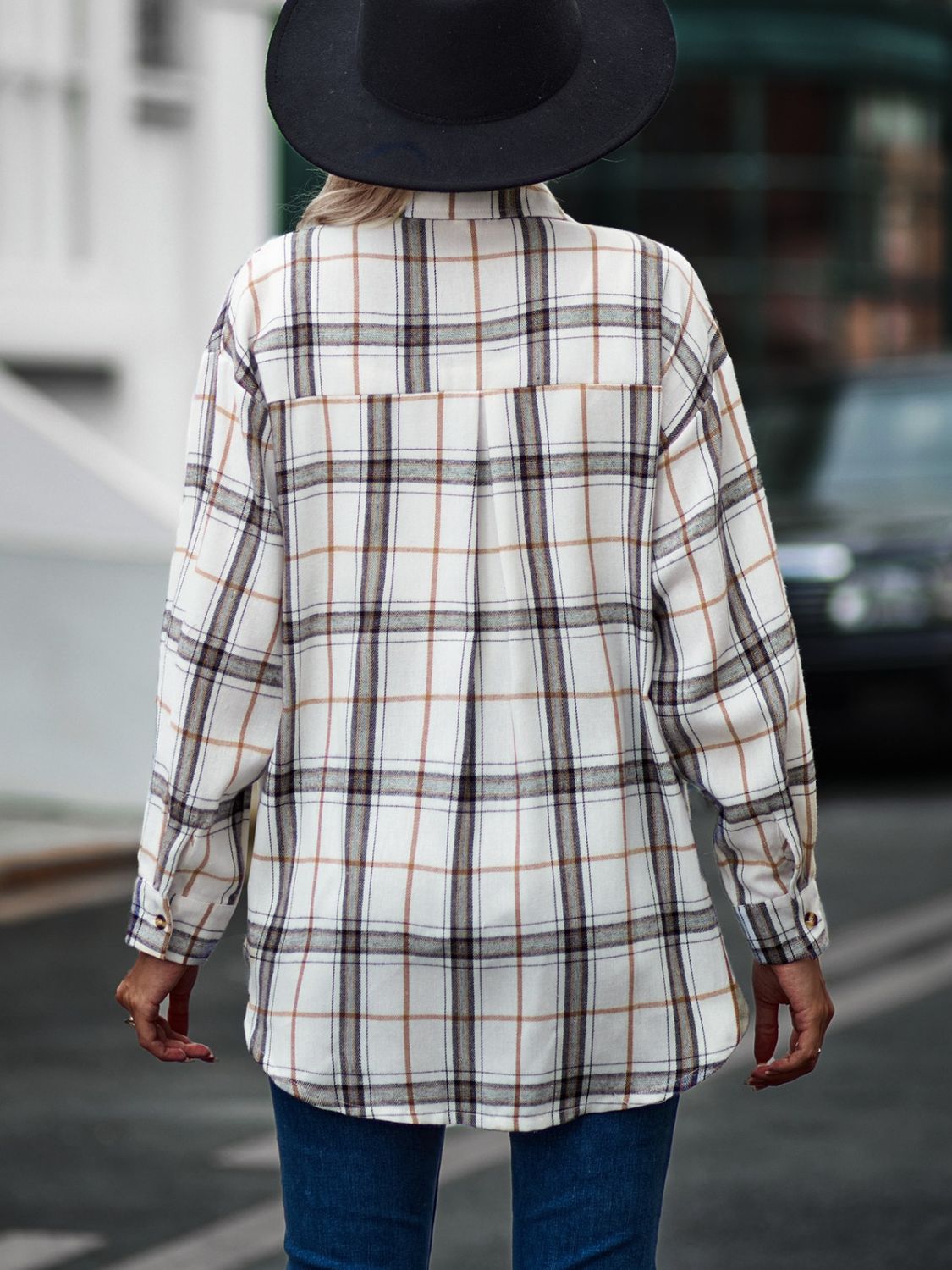 Mandy Plaid Collared Neck Long Sleeve Shirt