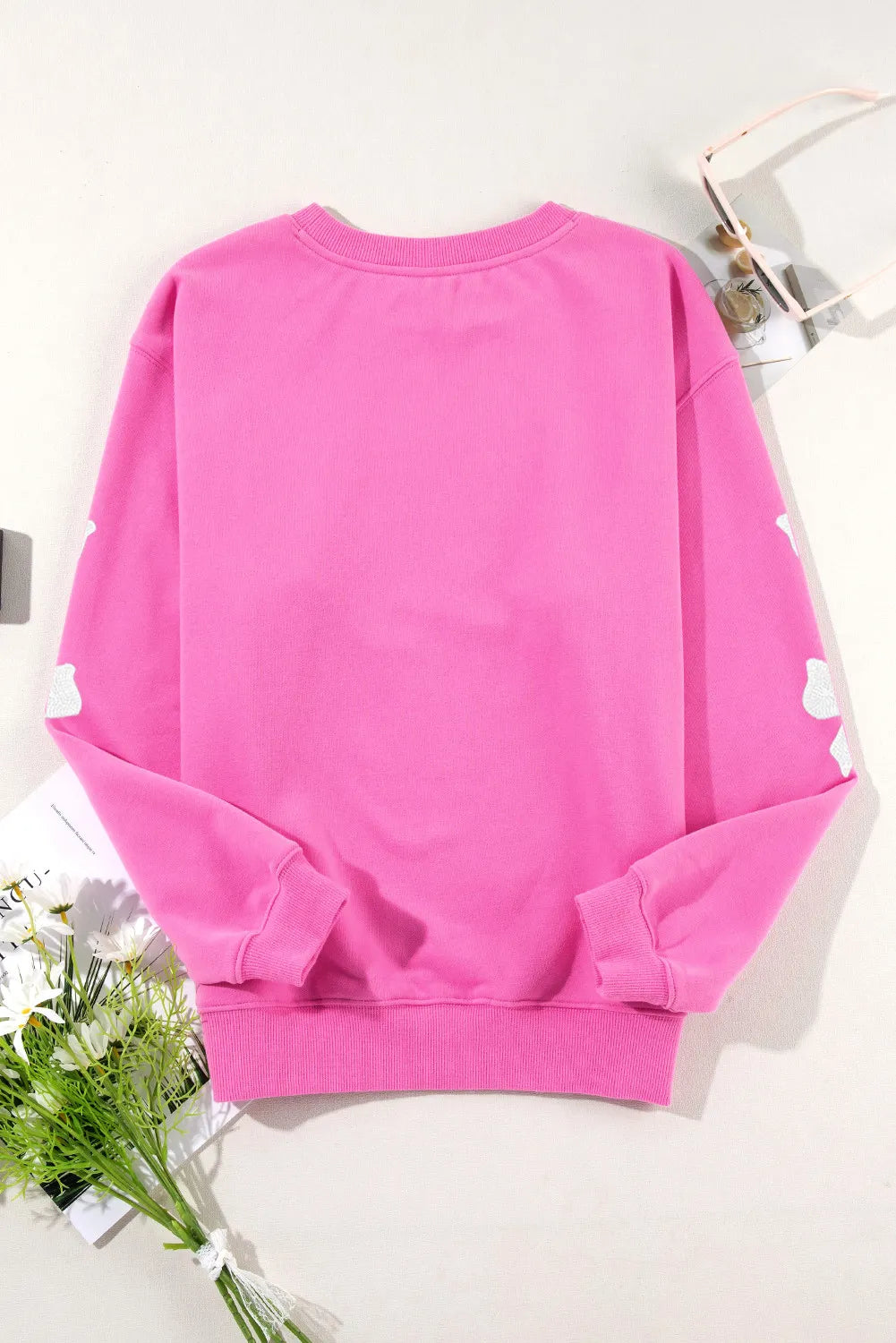 Bow Dropped Shoulder Long Sleeve Sweatshirt