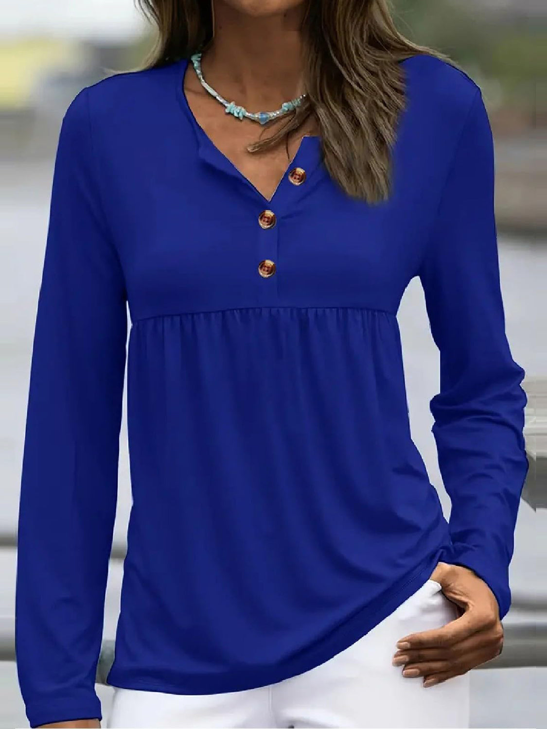 Half Button Long Sleeve T-Shirt