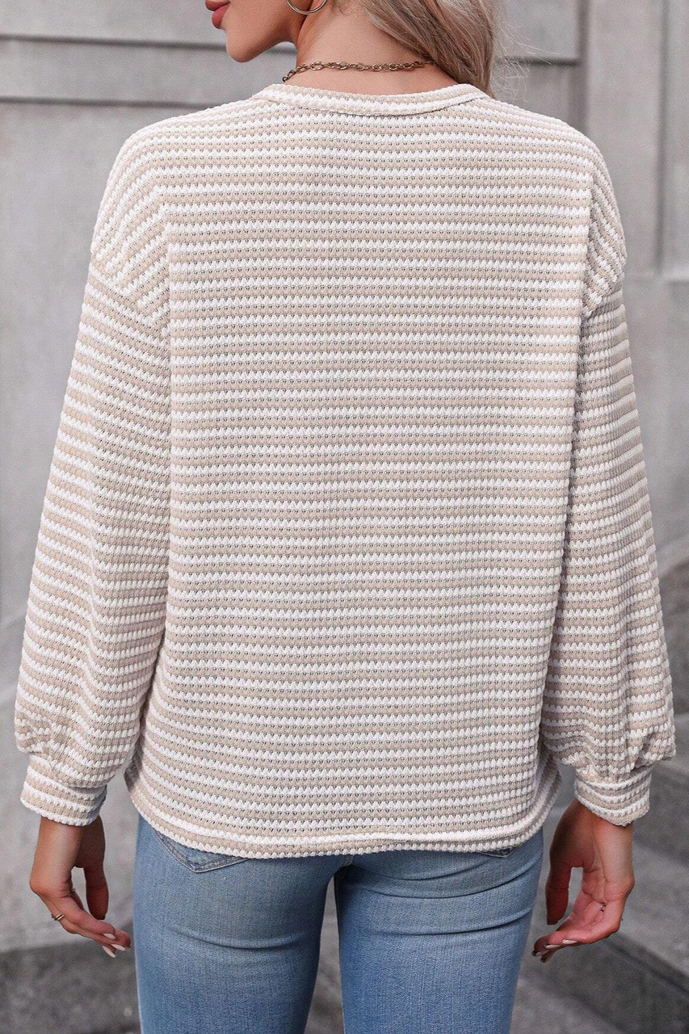 Striped Round Neck Long Sleeve Top