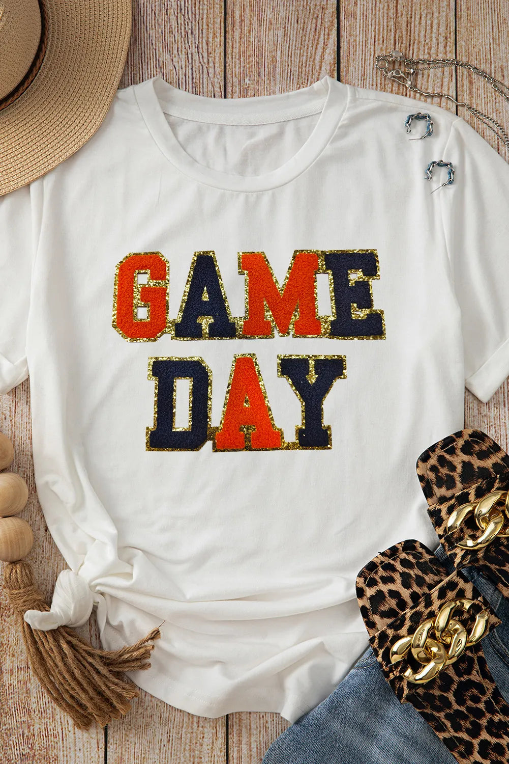 GAME DAY Round Neck Short Sleeve T-Shirt