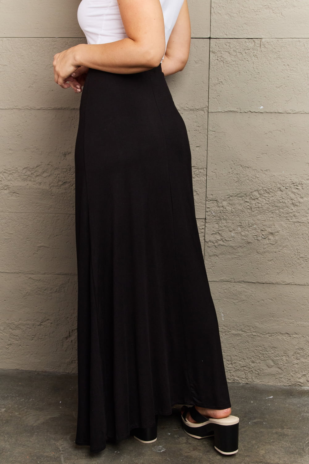 Culture Code For The Day Full Size Flare Maxi Skirt in Black