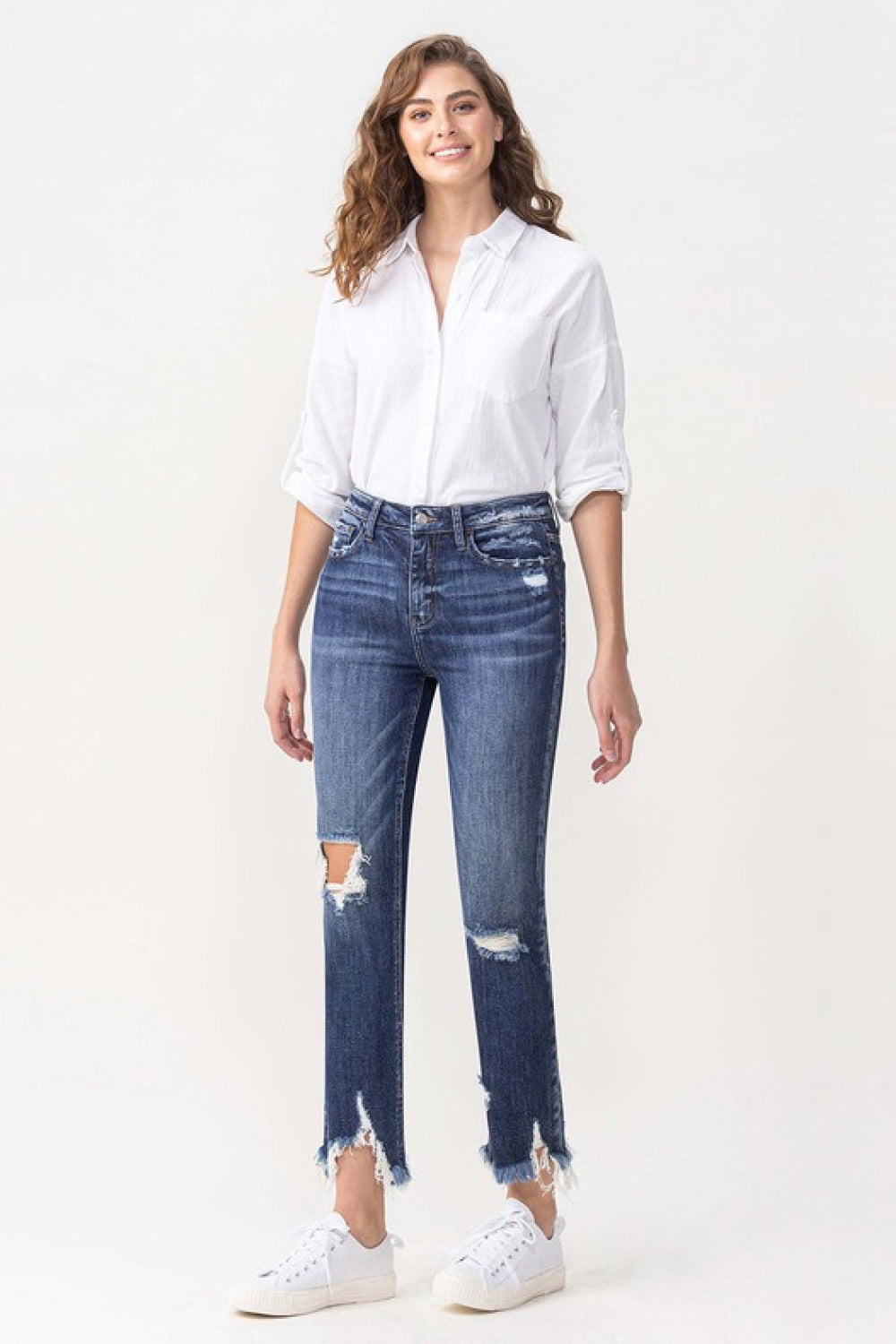 Lovervet Jackie Full Size High Rise Crop Straight Leg Jeans