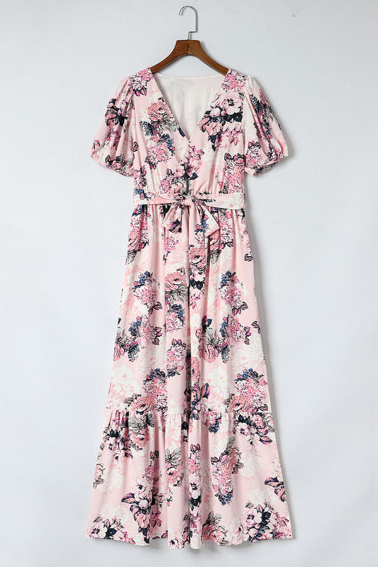 Floral Surplice Neck Dress