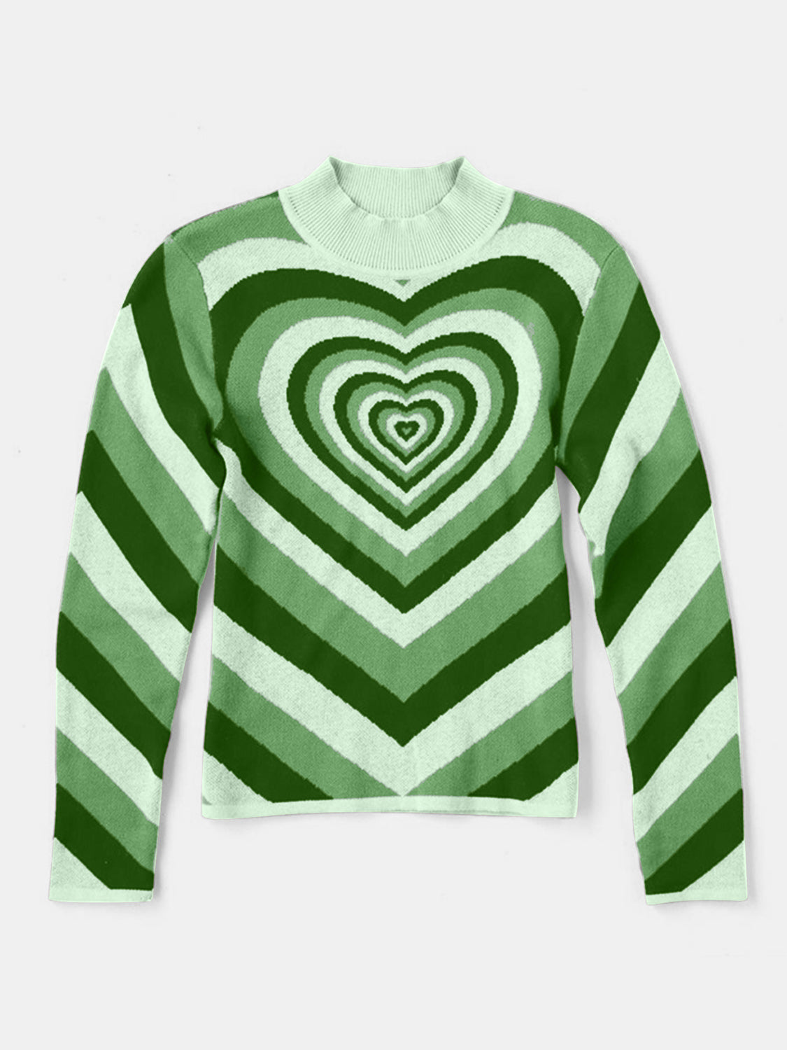 Heart Mock Neck Long Sleeve Sweater