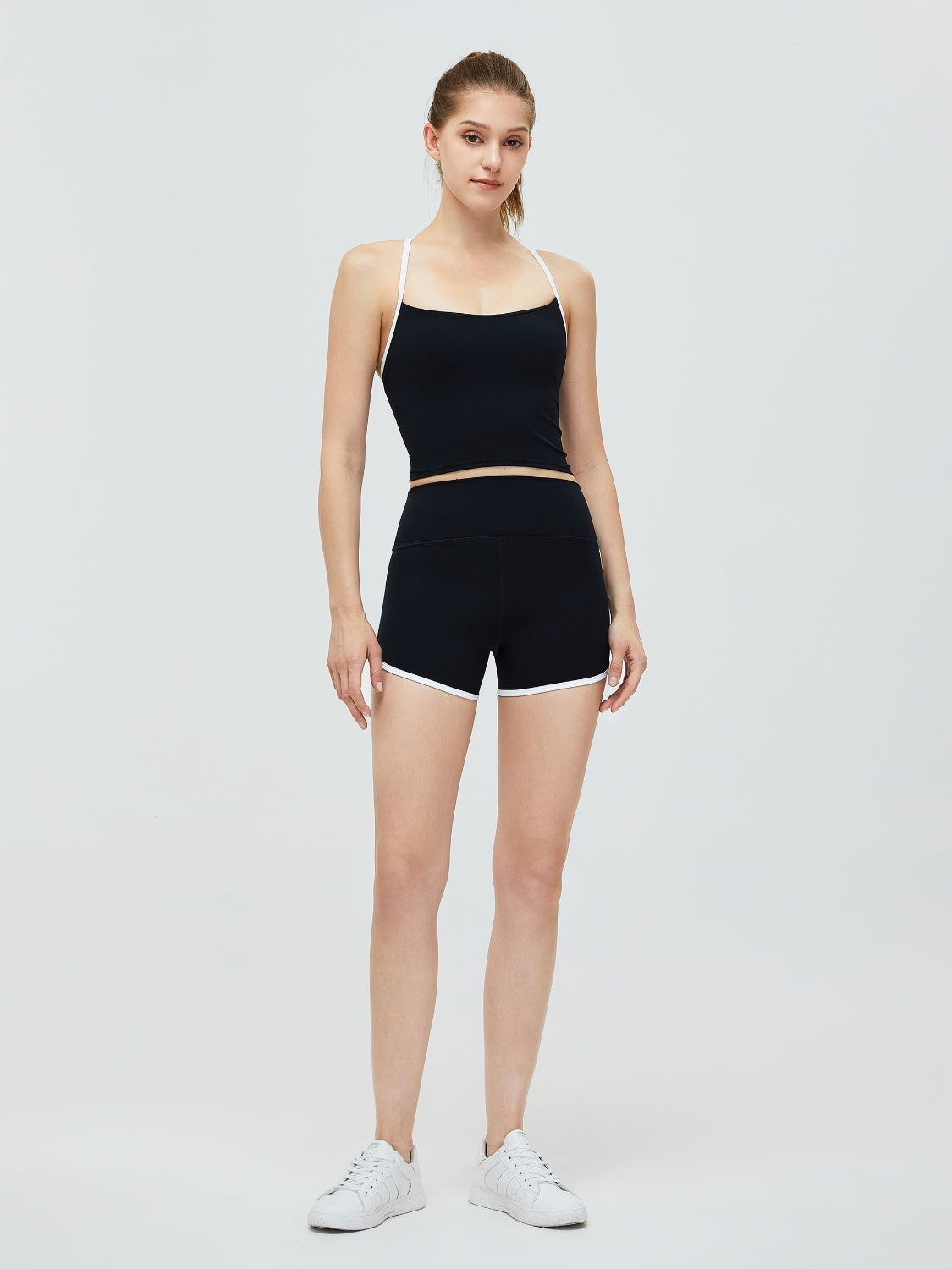 Contrast Trim High Waist Active Shorts