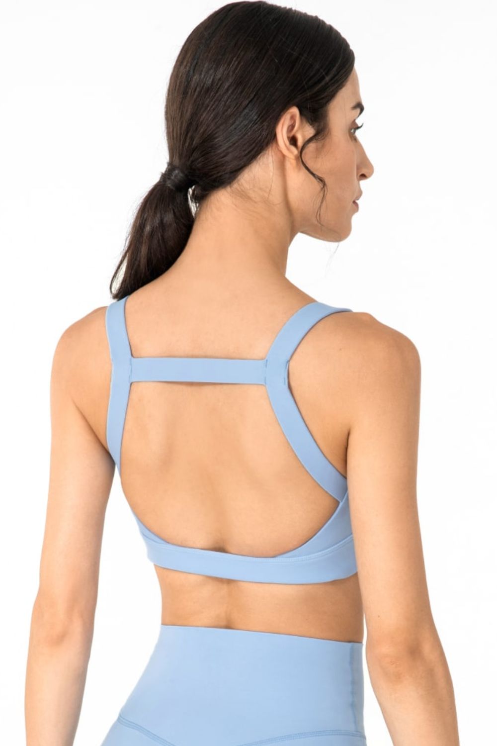 Open Back Pleated Detail Sports Bra