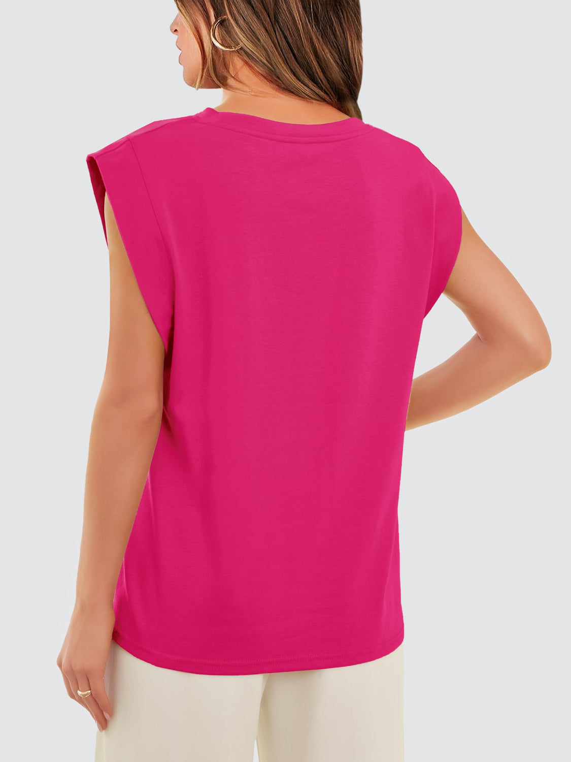 Round Neck Cap Sleeve Tank