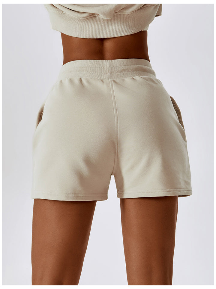 Drawstring Smocked Waist Sports Shorts