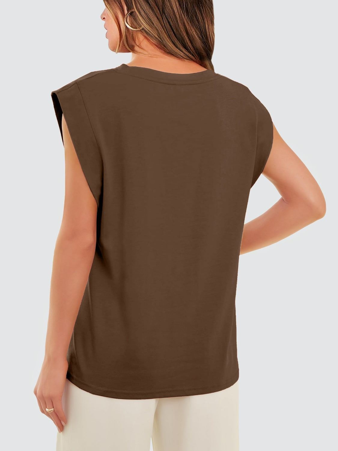 Round Neck Cap Sleeve Tank